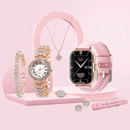 A58 Smart Watch 5 in 1 Combo Notifications Watch With Jewelry Set